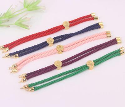 China Stainless Steel Mix Color Charm Cotton Rope Bracelet, Half-finished Rope Bracelet for sale