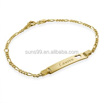 China 2017 New Design Stainless Steel Girls Stainless Steel 18k Gold Plated ID Bracelet With Heart for sale