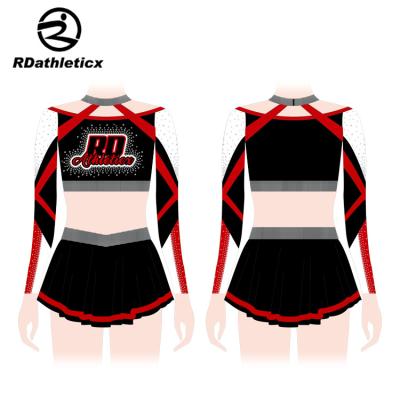 China Polyester + Spandex Latest Design High Quality cheerleading uniform All Star Long Sleeve Cheerleader Uniforms For Club for sale