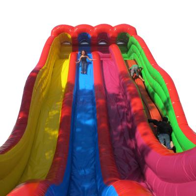 China 0.55mm PVC Tarpaulin Cheap Inflatable Slip N Slide Triple Inflatable Water Slide With Pool for sale