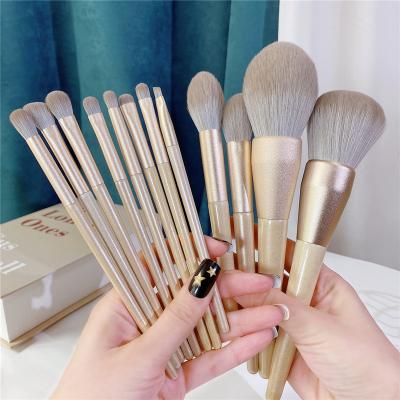 China High Quality Smudge Brush Makeup Best Reading Brush Private Label 12pcs Than Wooden Handle Gold Makeup Reading Brush Custom Made for sale