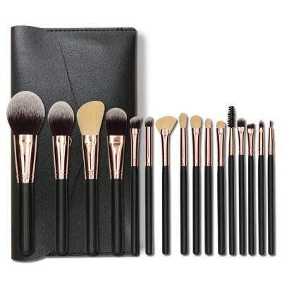 China Spot LOW MOQ High Quality Makeup Brush Set Brush Professional Black Wood Handle Makeup Set Brush With Bag Vegan Private Label for sale