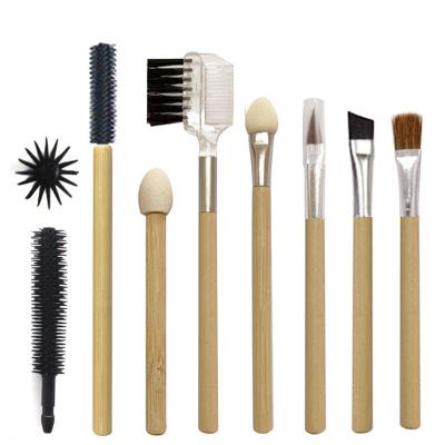 China Eco-Friendly Beauty Care Makeup Tools Factory Sales Bamboo Brushes Handle Lip Gloss Applicator Disposable Bamboo Mascara Wand for sale