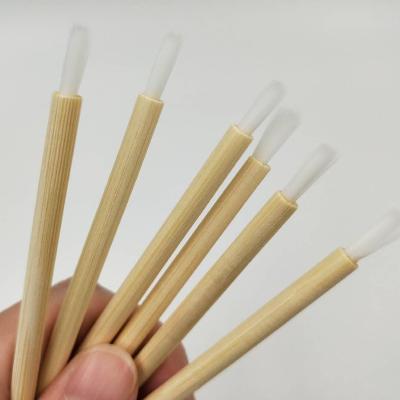 China Lip Liner Disposable Nylon Hair Bamboo Lip Brush Eco-friendly Bamboo Handle 50pcs Per Bag for sale