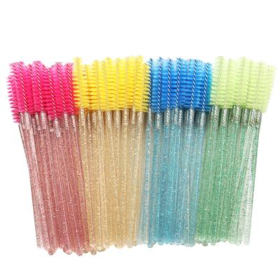 China Disposable Lip Liner 50pcs/bag Glitter Powder Crystal Handle Mascara Brush Eyelash Brush Applicator For Lash for sale