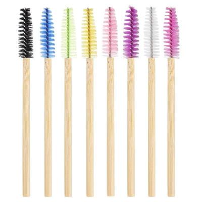 China Eco-friendly Bamboo Handle Lip Liner Cosmetic Disposable Eyelash Mascara Brush for sale