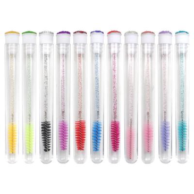 China Lip Liner Supplies New Crystal Mascara Wands In Plastic Clear Tube Lash Applicator Disposable Lash Wand With Handle for sale