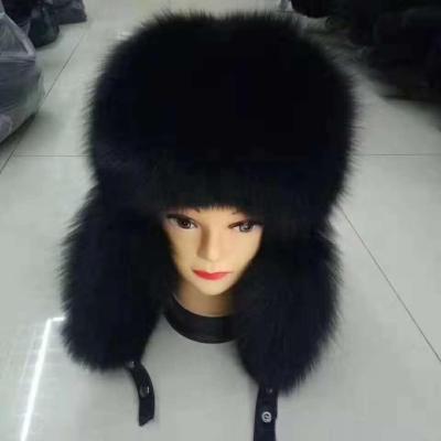 China Winter Common Genuine Fox Fur Hat Genuine Leather Russian Ushanka Hats For Men for sale