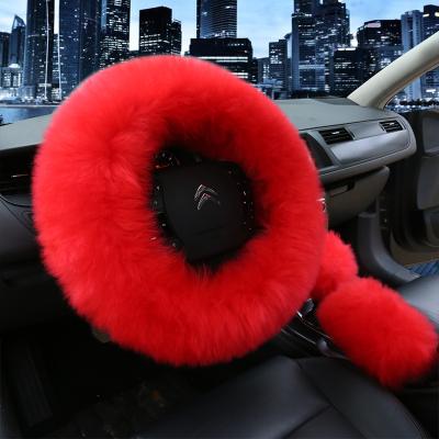 China Fashion\car patchwork steering wheel covers comfortable\durable genuine sheepskin auto fur for sale