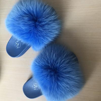 China Wholesale Customized Anti-Smell PVC Summer Real Raccoon Fur Slippers Mink Fur Slippers Fox Fur Slides For Toddler Baby Women And Kids for sale