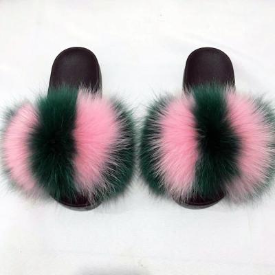 China Hot Selling Anti-Smell Fox Fur Slides Slippers Sandals for sale