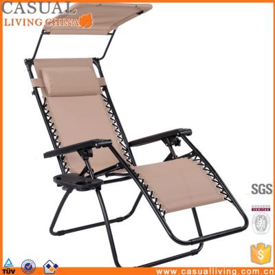 China Patio\Garden\Recliner Canopy Weightless Outdoor Adjustable Folding Lounger With Cup Holder for sale