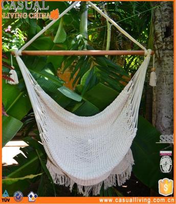 China Enjoy Your Life In The Backyard Lace Hammock Chair Cotton Rope Porch Hanging Swing Seat With Fringe for sale