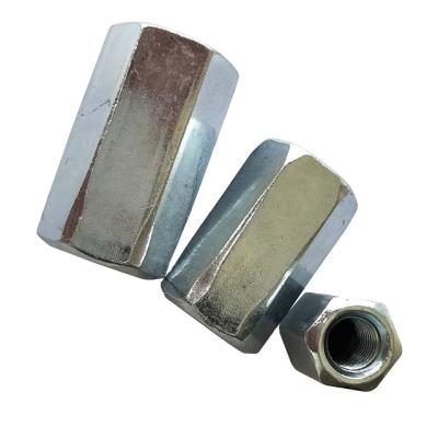 China Heavy Industry Galvanized Hexagon Thread Connecting Nuts DIN6334 Long for sale