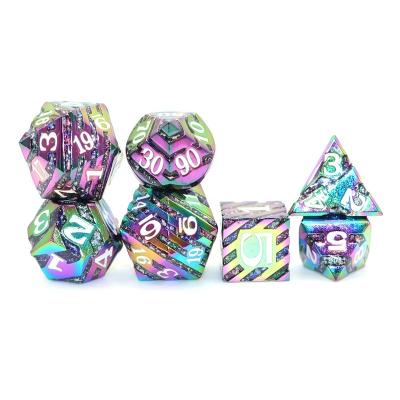 China Polyhedral Dies Set 7pcs 16mm RPG Custom Dies Set Metal D&D Polyhedral Dies for sale