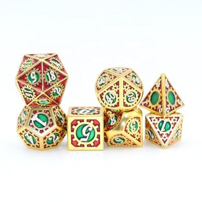 China Dice Set 7pcs DND Board Game Metal Polyhedral Dies Set OEM Sale RPG Bulk Whole Dies Polyhedral for sale