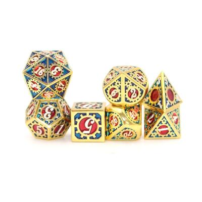 China Custom polyhedral dice set 7pcs RPG dice set dnd polyhedral metal dice set for sale