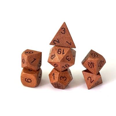 China DND Games DND Board Game Wooden Dice Set - RPG Dungeons Zinc Alloy Meta Polyhedral Dice Customized Logo Wood Customized Color 14-20mm for sale