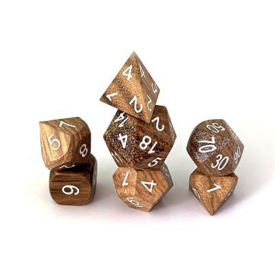 China Custom DND Games Dungeon and Dragon Zebra Wood Dice Set Zinc Alloy Polyhedral Dies DND Games Customized Logo Customized Color 14-20mm for sale