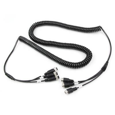 China Camera 4PIN 8M Aviation 3 to 3 Spring Extension Cable for Car Reversing Camera and Monitor for sale