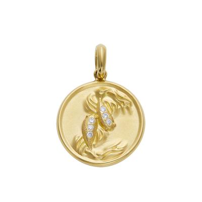 China Factory Supply 18K Direct Collana 18K Gold Punk 12 Constellations Vintage Fashion Necklace Pendant for sale