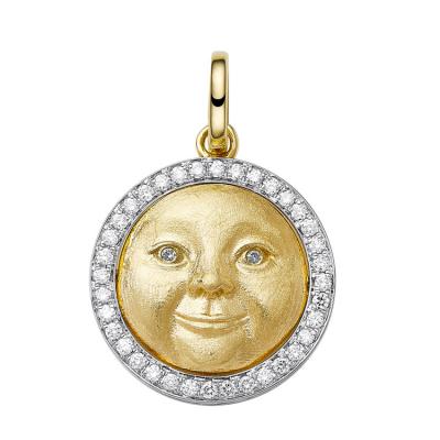 China Brand New Gioielli Diamond Round Portrait Pendant Fashion 18k Gold Necklace Fashion Personality Low Price for sale