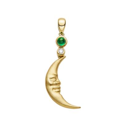 China Fashion Personality Hot Gioielli Emerald Moon Pendant Personalized Design 18k Gold Factory Wholesale Price Necklace for sale