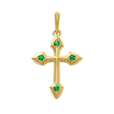 China Fashion Personality Best Selling 18k Gold Necklace Jewelry Collana Cross Grandma Emerald Pendant Personality Retro for sale