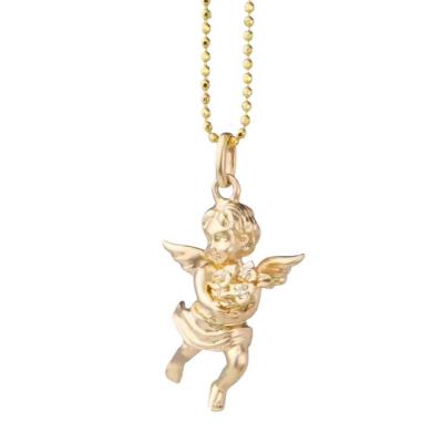 China Popular vintage factory necklace gioielli 18K gold selling flowers little lovely angel pendant personalized design for sale