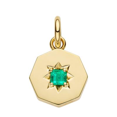 China Cheap vintage made in china 18K gold ciondolo necklace octagonal green gemstone retro pendant commuter for sale