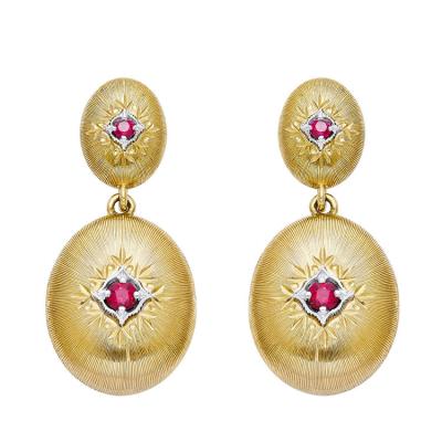 China Fashion Personality 18k Gold Orecchini Earrings Good Quality Ruby Earring Are Popular And Wire Drawing Process for sale