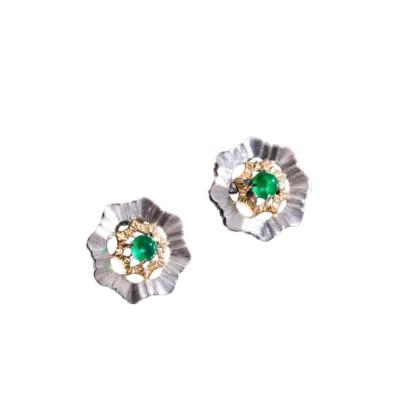 China Customization new fashion charm design vintage retro jewelry gioielli earrings 18K gold white gold simple green stud earrings for sale