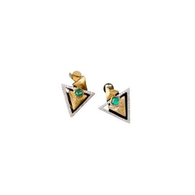 China FASHIONABLE Gold Emerald Diamond Earring New Design Fashion gioielli earrings 18K jewelry manufacturer supplier for sale