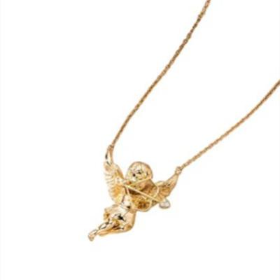 China Cute Made in China 18K Gold Gioielli Diamond Angel Pendant Fashion Design Necklace for sale