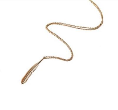 China Personalized fashion 18K gold gioielli necklace feather design pendant necklace for sale