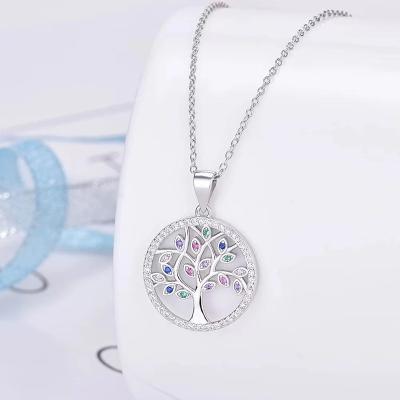 China Romantic Custom s925 Orgone Sterling Silver Tree of Life Jewelry Pendant Fashion Hit Diamond-encrusted Ladies Crystal Necklace Hot Sale for sale