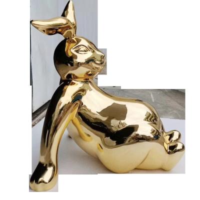 China Europe Fashion Furnishing Articles Stainless Steel Rabbit Gold Polishing Sculpture for sale