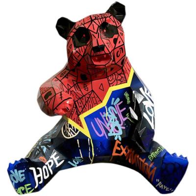 China Modern Giant Europe Art Fiberglass Color Painting Panda Statue Sculpture For Art Gallery for sale