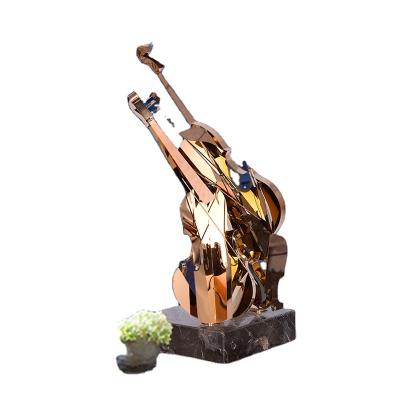 China Stainless Musician Sculpture For Art Decor Hawaiian Guitar Statue China Guitar Man for sale