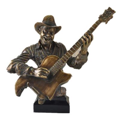 China Europe Custom Your Own Musician Figure Resin Custom Playing Musician Guitar Figurine Metal Sculpture for sale