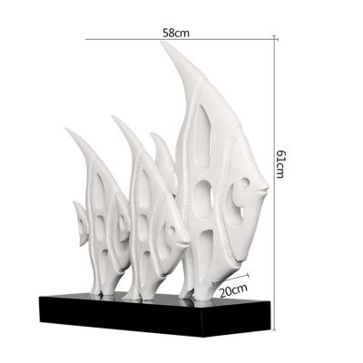 China Europe Home Decorative Resin White Fish Figurine Hand Carved African Art Sculptures for sale