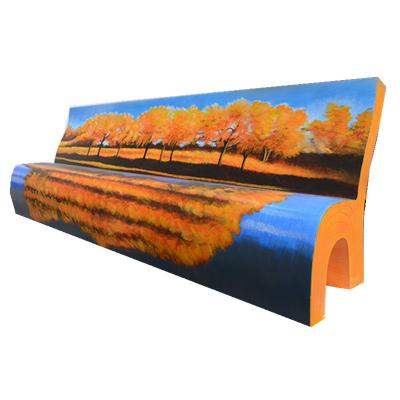 China Europe Handmade Colorful Painting Fiberglass Life Size Modern Park Bench For School Mall for sale