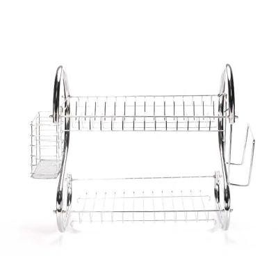 China Wholesale Sustainable 2 Tier WWB006 Wire Metal Stainless Steel Tableware Eco Friendly Hanging Kitchen Drying Dish Rack for sale