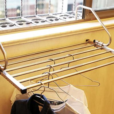 China Retractable Clothes Towel Rack Hanger Shelf Balcony Drying Rack for sale