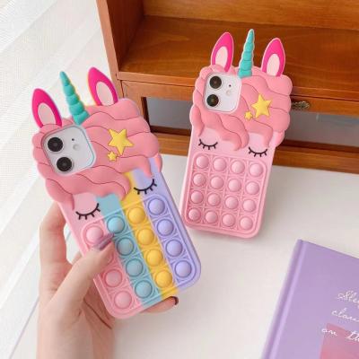 China Hot Toy Unicorn Popping Phone Case Bubble Silicone Phone Case Push Eco-friendly Decompression For iPhone 13 pro/max 13 pro for sale