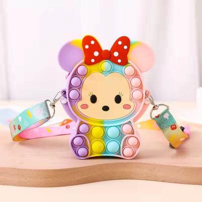 China Eco-Friendly Decompression Cartoon Pops Bags Push Bubbles Stir Bag Toy Popping Bubbles Shoulder Hand Cross Purse For Girl Wiggle Pops Toys for sale