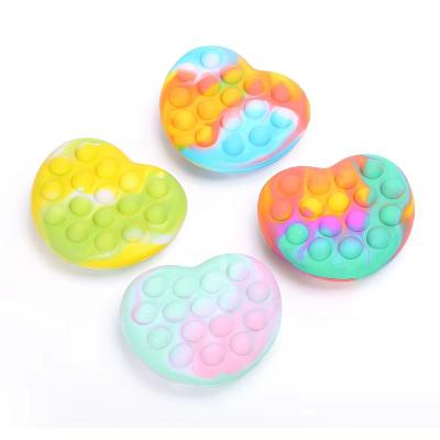 China Safety New Cute Heart Shape Pushing Noises Bubbles Silicone Squeeze Decompression Shaker Toys For Kid Silicone Noises Stir Pushing Toys for sale