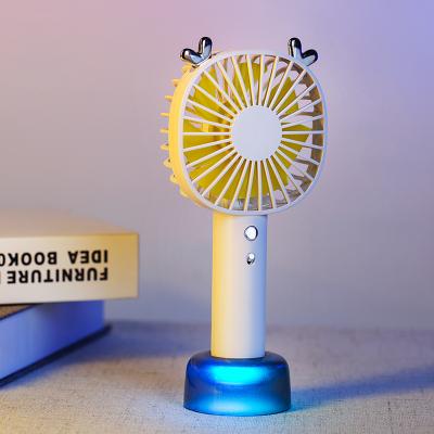 China Portable Mini Fan Portable Charging Usb Rechargeable Strong Wind Fan Cartoon Small Creative Handheld Cute Fan Three Speeds Adjustable for sale