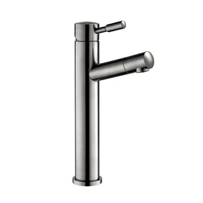 China Pull Out Tall Jet 304 Stainless Steel Deck Mounted Single Handle Pull Out Basin Faucet Hot And Cold Water Mixer Tap for sale