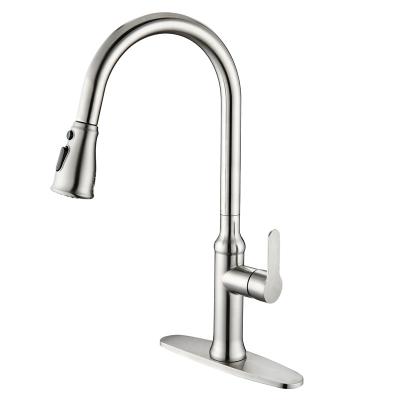 China Pull Out Spray cUPC 304 Stainless Steel Single Handle Pull Out Kitchen Sink Faucet Hot And Cold Water Mixer Tap With Pull Down Sprayer for sale